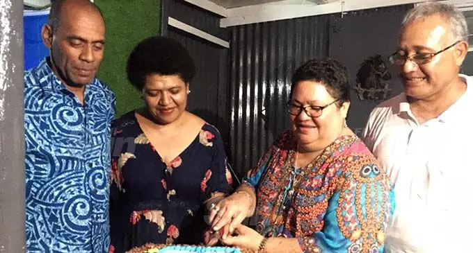 From left, owners of Legacy cafe Sakiusa and Mere Bolaira, with Cakes 2000 owners Eceni and Dau Rosa, during the opening of the Legacy Farmhouse Cafe, at Pacific Harbour. Photo: Frederica Elbourne.