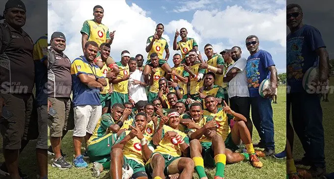 Ra High School Under-19 team and management after their quarterfinal win against Nasinu Secondary School at Bidesi Park, Suva on September 24, 2022. Photo: Sereana Salalo