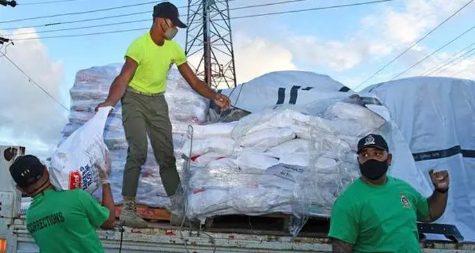 Food ration distribution began in the Central Division yesterday with assistance provided to families in need. Photo: DEPTFO