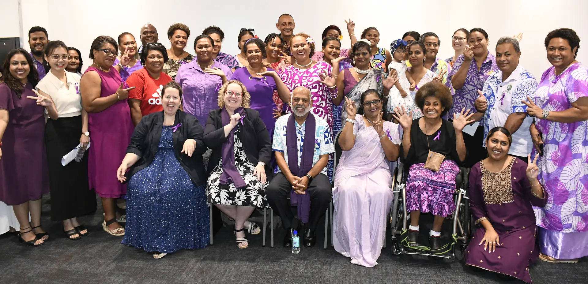 Deputy Australian High Commissioner Clair McNamara and Minister of Labour and Employment Agni Deo Singh with Ministry staff and retured Pacific Australia labour mobility (PALM) workers during International Women's day celebration at Tanoa Plaza in Suva on March  4, 2026. 