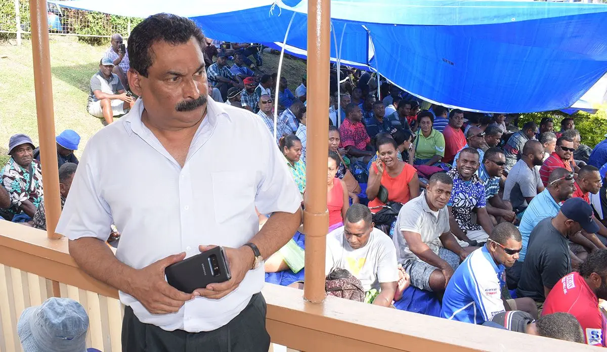 Fiji Trade Union Congress general secretary Flex Anthony with contracted workers, who had their employment finished as of 30th April with Water Authority of Fiji at FTUC office in Suva on May 1, 2019. Photo: Ronald Kumar.