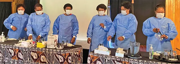 Staff members of Wasawasa Lodge in Savusavu undergoing training with the Ministry of Health.