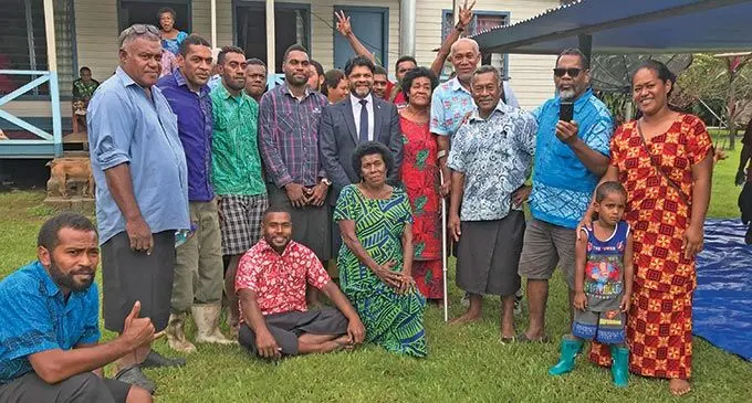 The Attorney-General and Minister for Economy Aiyaz Sayed-Khaiyum with the villagers of Loa in Cakaudrove after the Financial Year 2022-2023 National Budget Consultation on July 1, 2022. Photo: Shratika Naidu 