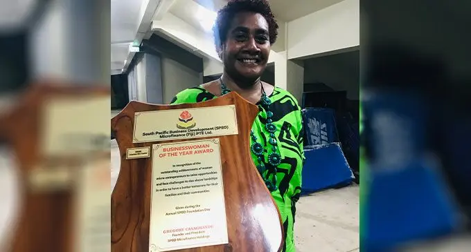 South Pacific Business Development ,businesswoman of the year award Seruwaia Wati at the awards night at the Vodafone Arena on Ocotober 22,2022. Photo: Laisa Lui
