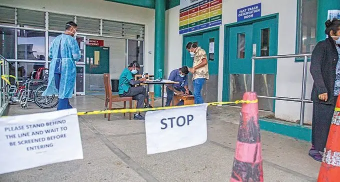 The Emergency Department at Suva’s Colonial War Memorial Hospital in lockdown on June 2, 2021.  Photo: Leon Lord