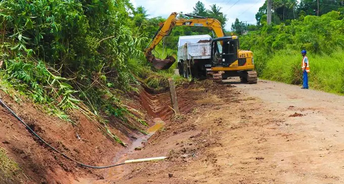 FHH Labasa crew clearing drainage along Lajonia Road . Photo: Fulton Hogan Hiways