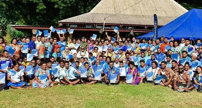Fiji National University new graduates with Vice Chancellor professor Unaisi Nabobo-Baba and Minister for Health and Medical Services Dr Ratu Atonio Lalabalavu, guests and officials.