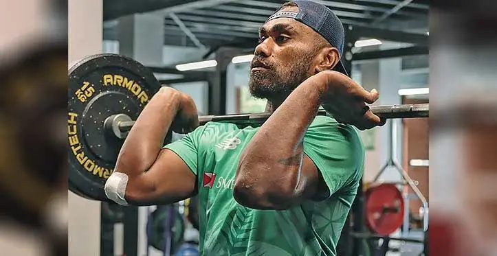 Strong running Swire Fijian Drua winger Eroni Sau during their gym session in Perth, Australia, on May 11, 2023. Sau starts at win in tonight’s clash, as he faces Flying Fijians and Western Force winger Manasa Mataele. Photo: Fijian Drua