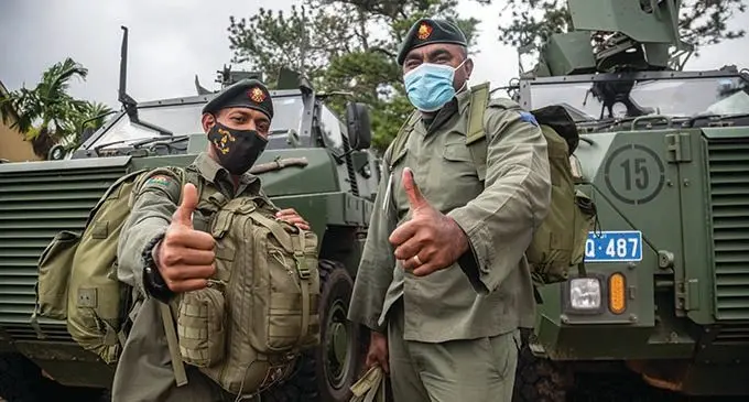 Republic of Fiji Military Forcers soldiers, Sapper Eremasi Vasu (left), and Sapper Walosi Naiduki at the Queen Elizabeth Barracks in Nabua on January 18, 2022. They are gearing up for their deployment to Tonga to help with rehabilitation efforts. Photo: Leon Lord.