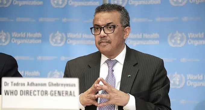 File picture shows World Health Organization (WHO) Director-General Tedros Adhanom Ghebreyesus speaks at a daily briefing in Geneva, Switzerland, on March 9, 2020. (Photo by Li Ye/Xinhua)