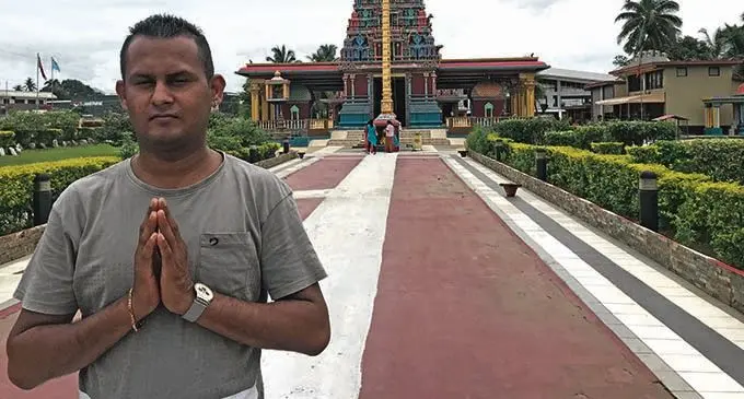 Devotee Jay Shon at the Nadi temple.  Photo: Waisea Nasokia