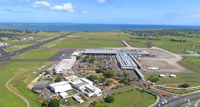 An aerial view of the Nadi International Airport Terminal Area.