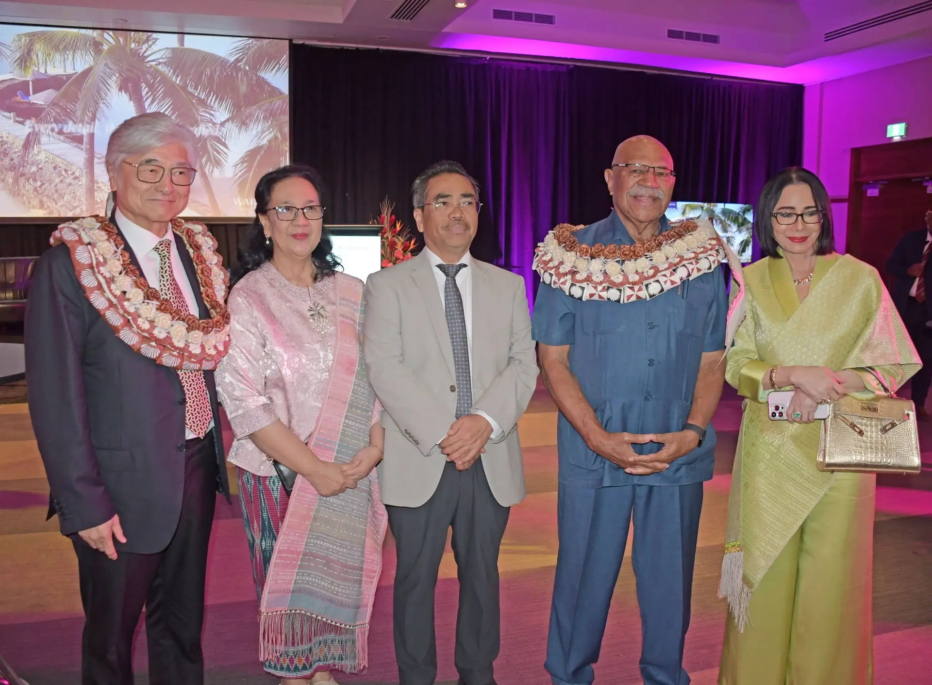 Prime Minister Sitiveni Rabuka and Warwick Group (Warwick Hotels and Resorts) founder Richard Chiu (left). 