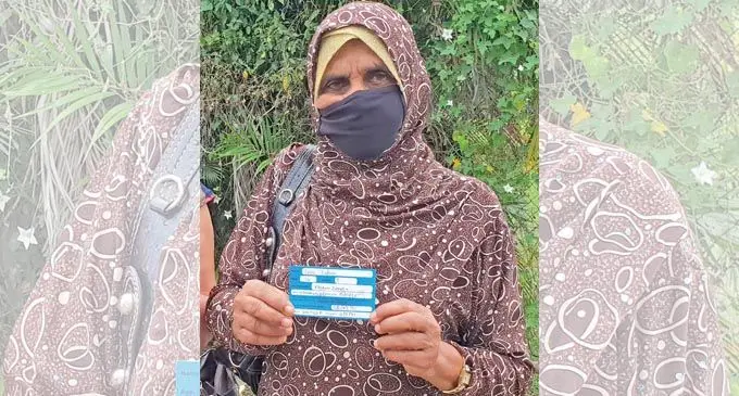 Saira Begum after getting her second jab at Natabua High School in Lautoka on July 15, 2021.  Photo: Nicolette Chambers