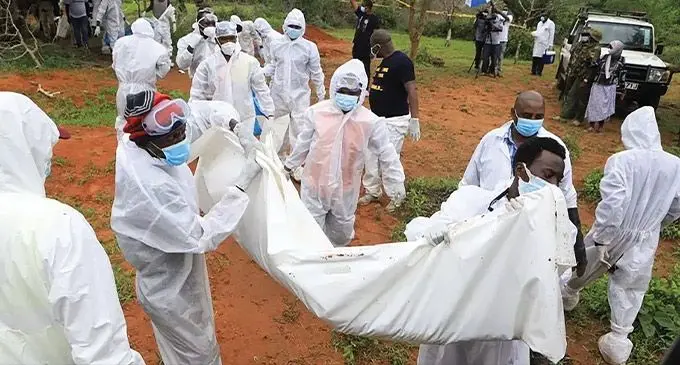 Police stepped up the exhumations on Saturday in Shakahola forest