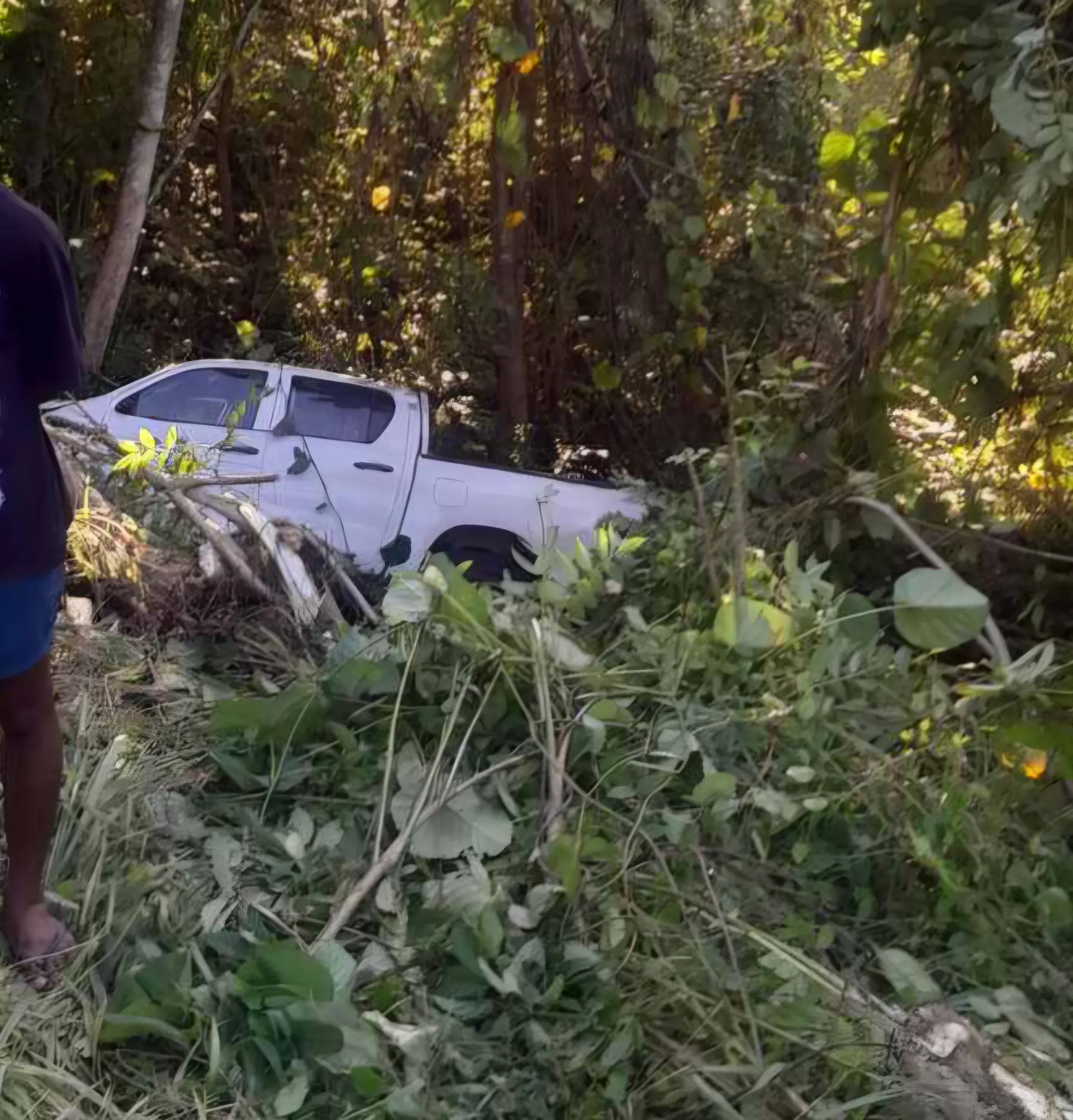 The Police vehicle in the bush at Tabia in Labasa on April 9, 2026.