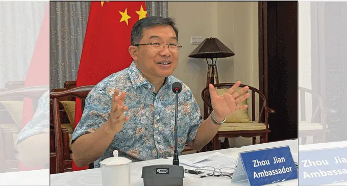 China’s Ambassador to Fiji Zhou Jian during a press briefing in Suva on March 14, 2024. Photo: Inoke Rabonu