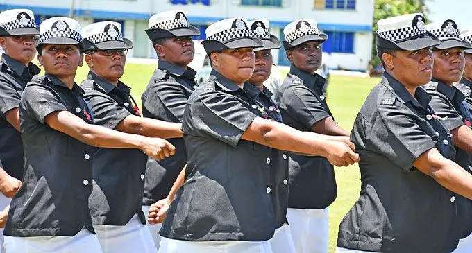 Police officers during the 150th sesquicentennial anniversary celebration at the Nasova Police ground in Suva on October 11, 2024. Photo: Ronald Kumar