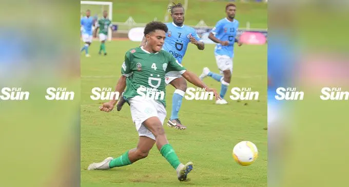 Nadi’s Shaheel Valentine attacks against Tailevu/ Naitasiri during Digicel Fiji FACT tournament at HFC Bank Stadium, Suva on June 9, 2023. They drew 1-1. Photo: Ronald Kumar.