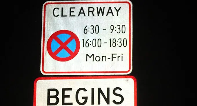 Clearway road signs in Suva.  