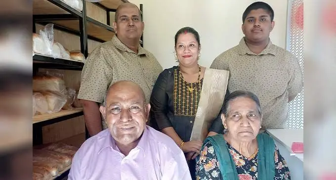 Front: Pioneer Hari Lal, wife Shakuntla with (back from left), Sanjay Lal, Shivanjani Lal and Krish Krishneel Lal at their  newly-opened bakery in Kashmir, Lautoka on July 29, 2022. Photo: Nicolette Chamber