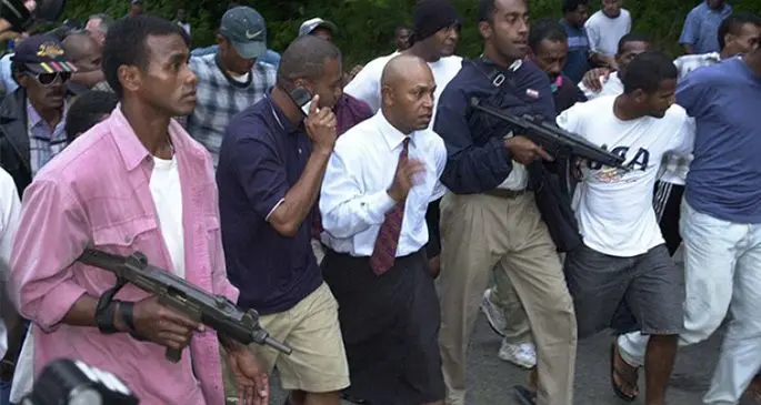 George Speight leading the May 2000 coup and armed hostage taking in Suva. Photo: Fairfax NZ
