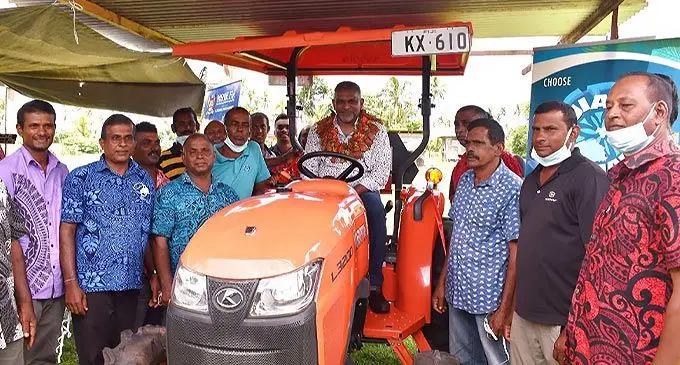 Minister for Commerce, Trade, Tourism and Transport, Faiyaz Koya, during the handing over of a tractor to Kade Draidrai Farmers Co-operative Limited in Bua, on March 10,2022.