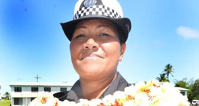 Constable Litia Kaitu following the Police basic recruit passing out parade at ground on September 11, 2020. Photo: Ronald Kumar