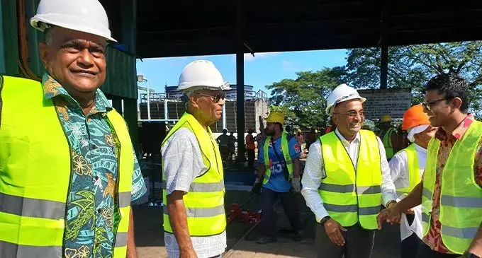 From left: Tui Tavua Ratu Etuate Ratu, Tui Ba Ratu Filimone Nale, FSC board chairman Pradeep Lal and the Fijian Competition and Consumer Commission CEO, Joel Abraham at the opening of the crushing season at the Rarawai Mill in Ba on June 23, 2022. Photo: Nicolette Chambers