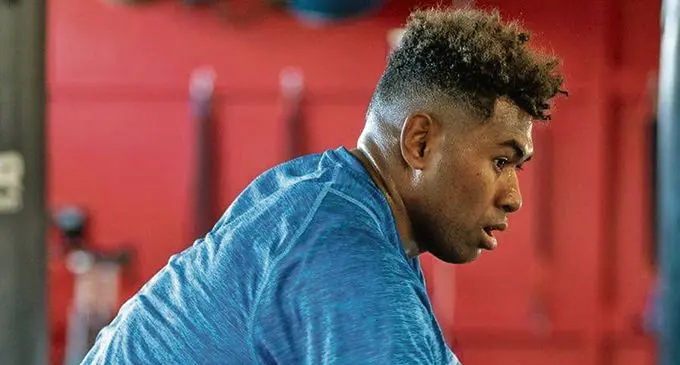 Kini Naholo doing light training at the Chiefs gym in Hamilton, New Zealand on February 4, 2021.  Photo: Chiefs