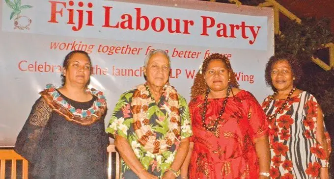 From left: Assistant Labour Party leader Monica Raghwan, Party leader, Mahendra Pal Chaudhry, Assistant secretary-general Taina Rokotabua and Women’s Wing  president Sai Vulawalu at the Fun World Plaza in Nadi on November 12, 2021.  Photo: Waisea Nasokia