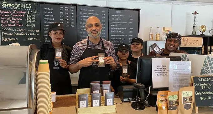 Vanua Chocolate and Cafe staff, Tokasa Leba, director, Arif Khan, staff, Kajal Kritika, Hanisitoka Atalifo and Mosese Rasaku