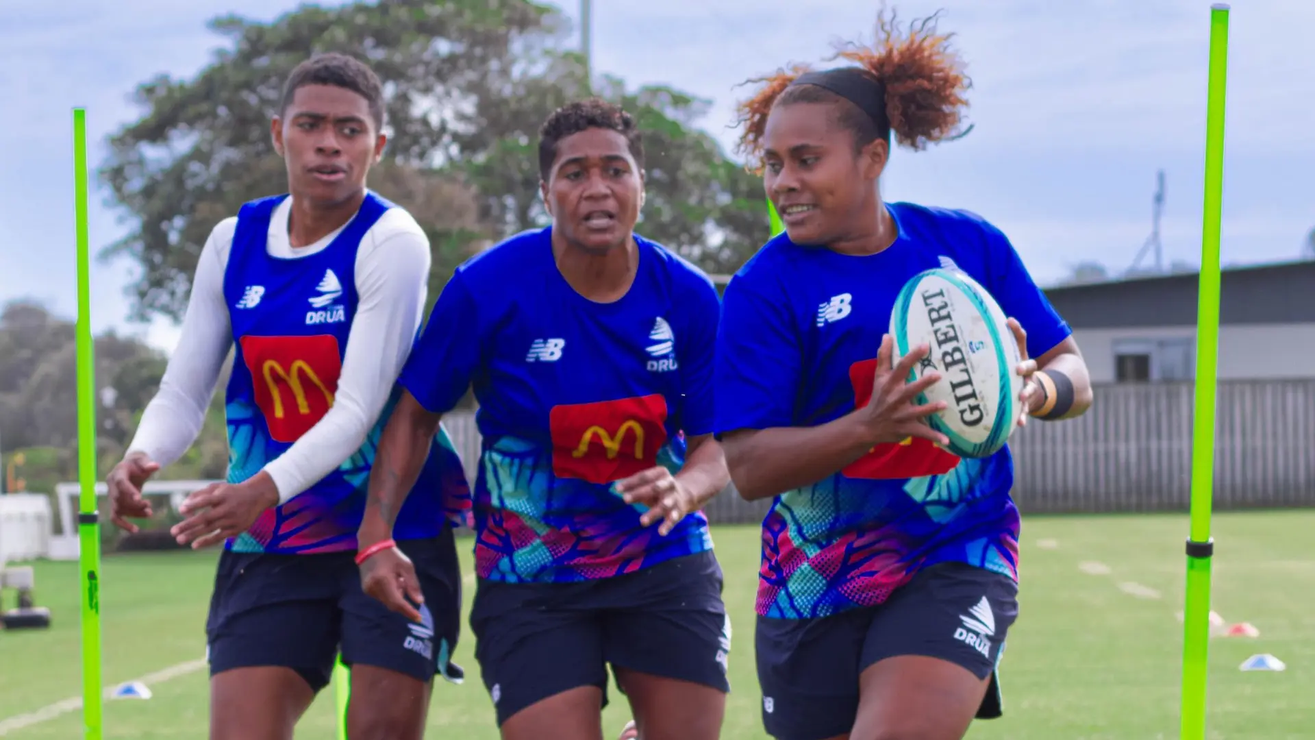 Fijian Drua second five eight Josivini Naihamu (with ball) during training. Photo: Fijian Drua