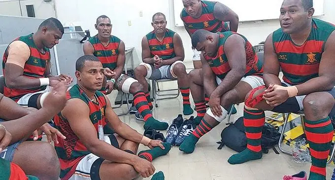 The RFMF team before their match against Korea in the International Defence Rugby Competition in Japan on September 11, 2019.  Photo: RFMF Media