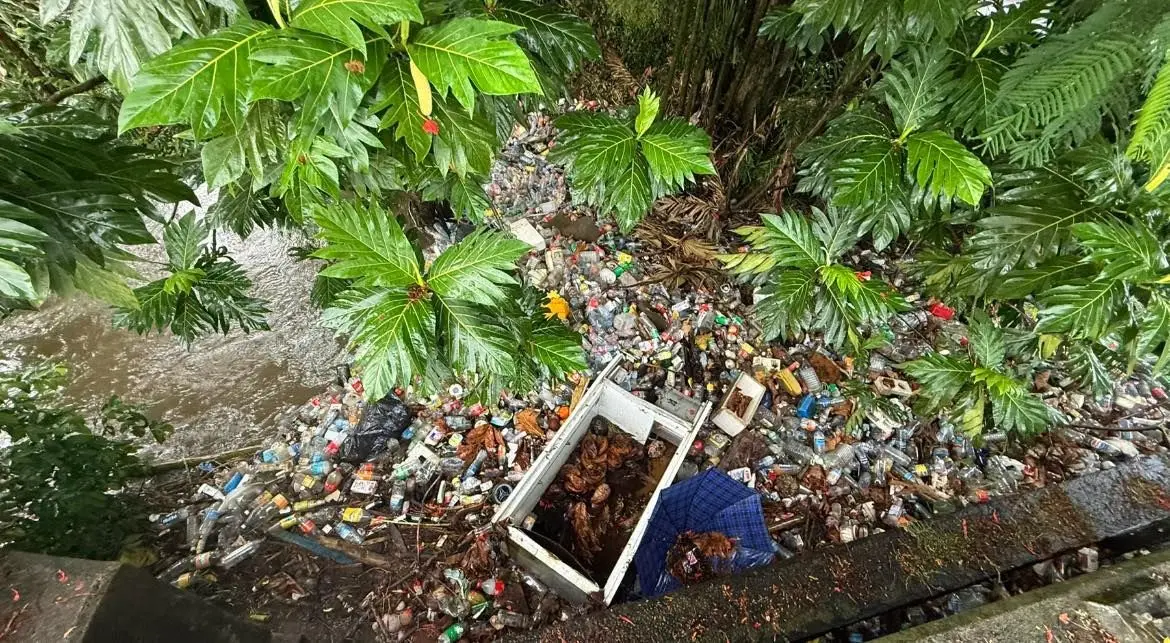 Rubbish accumulated around the Nabua Muslim Area on February 19, 2026.