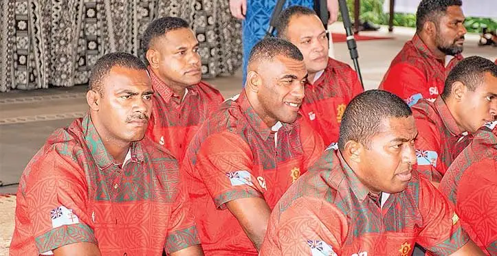 Members of the Republic of Fiji Military Forces rugby team.