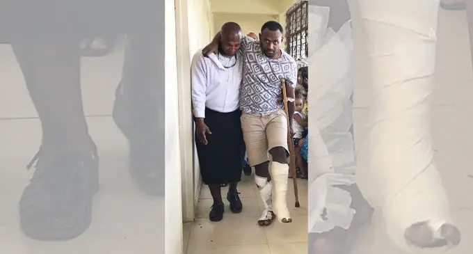 Pauliasi Sukanatabu being helped from the Magistrates Court in Nausori on November 13, 2019.  Photo: Ashna Kumar