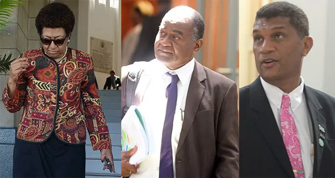 Opposition MP Ro Teimumu Kepa, Opposition MP Niko Nawaikula and SODELPA president Ro Filipe Tuisawau.
