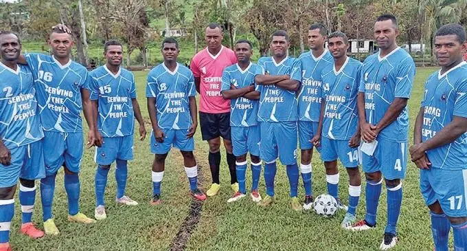 Police football team during the Labasa Football Association’s league competition at Bucalevu Primary School ground on April 4, 2021.  Photo: Sampras Anand