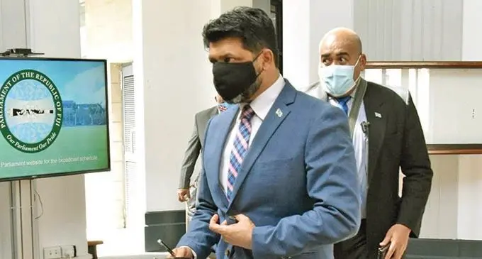 Attorney-General and Minister for Economy Aiyaz Sayed-Khaiyum outside Parliament . Photo: Parliament of Fiji