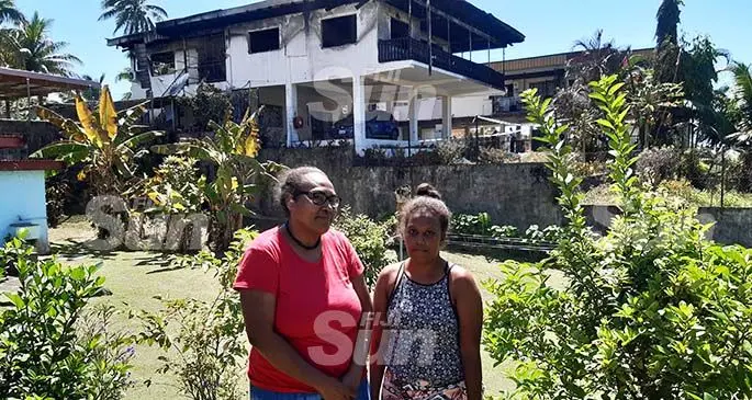 Margaret Konata (left) and Sharon Horioa of the Solomon Islands in Suva on January 22, 2020. They survived the blaze on Tuesday night. Photo: Shalveen Chand