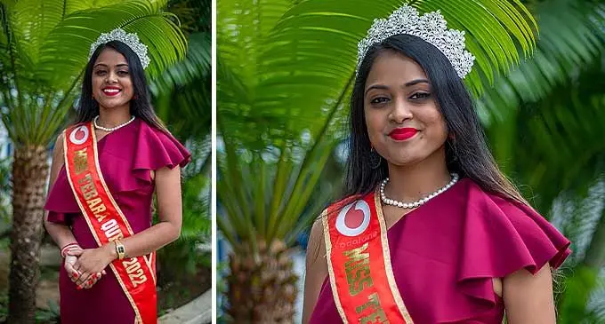 Shereen Lata after crowned Miss Vodafone Tebara Carnival 2022 in Suva on October 16, 2022. Photo: Leon Lord