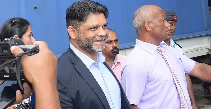 Former Attorney General Aiyaz Sayed-Khaiyum escorted out of the Suva Court holding cell on May 2, 2023. Photo: Ronald Kumar