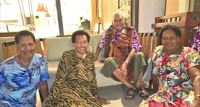 The Tui Vuda, Ratu Eparama Tavaiqia (with garland), at the Sheraton Fiji Golf & Beach Resort in Nadi