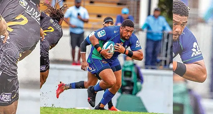Swire Shipping Fijian Drua prop Kaliopasi Uluilakepa in action for the Drua during one of the Super Rugby Pacific rounds. The Drua will take on the Blues at AAMI Park in Melbourne, Australia, this Saturday. Photo: Fijian Drua