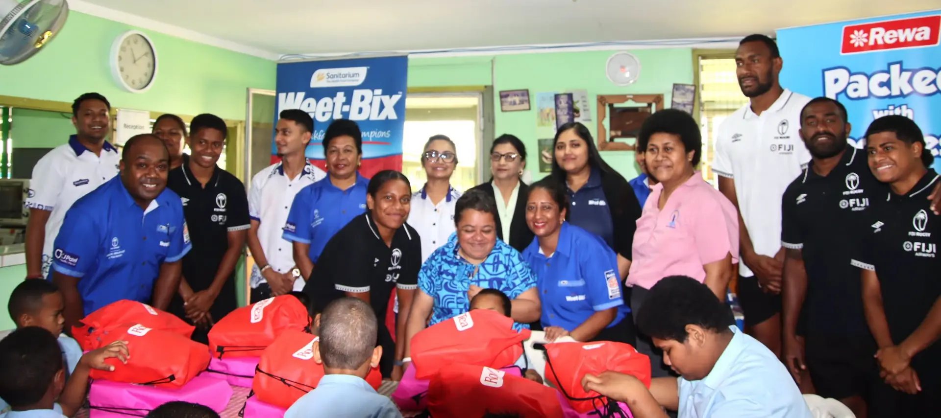 Members of the Fijiana and Fiji 7s team at the Fiji School for the Blind on September 17, 2026. 
