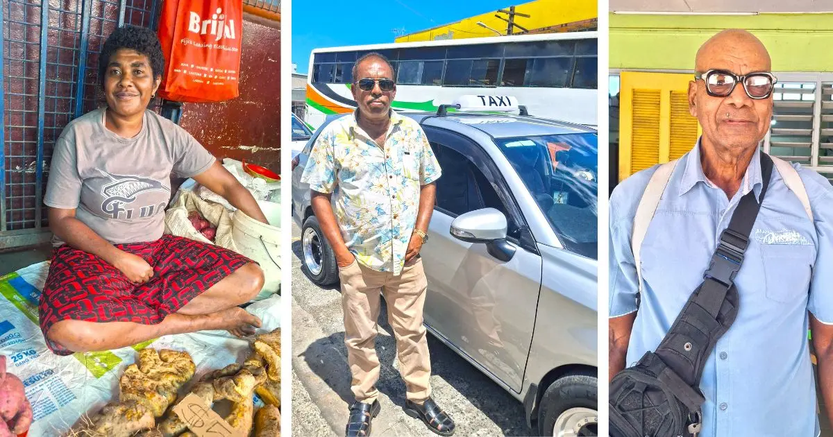 From left: Market vendor Makitalena Lelei, Lautoka taxi driver Satish Kumar and Yasawa ex-servicemen president Sekove Bainivanua.