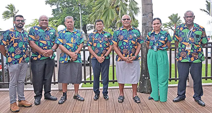 Prime Minister Sitiveni Rabuka (third from right), with Fiji Ports Corporation Ltd’s board and management in Lautoka on February 23, 2024. Photo: DEPTFO News