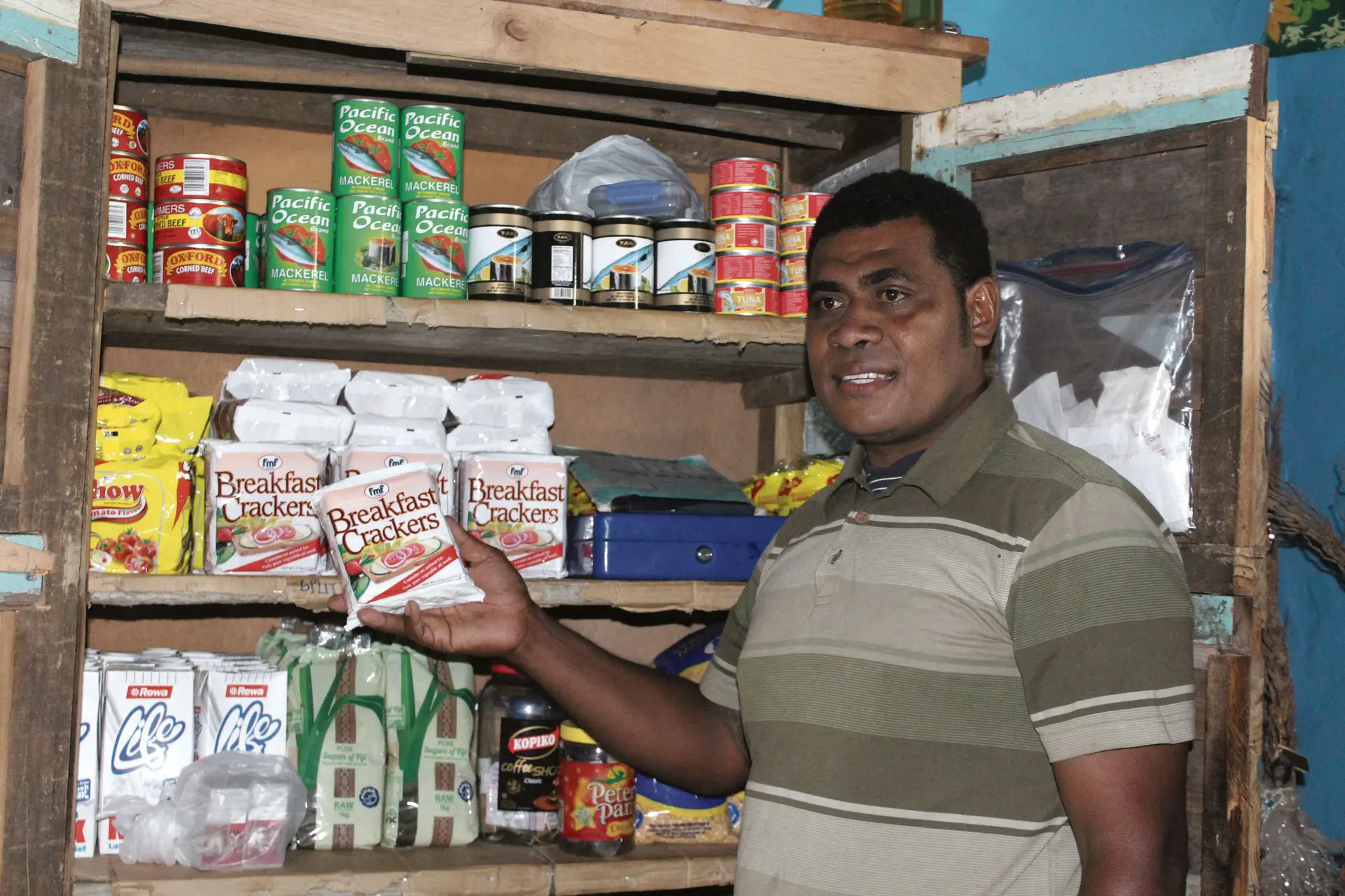Ioane Palato in his canteen. Photo: Wati Talebula
