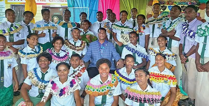 Minister for Education Aseri Radrodro with prefects of Vatukaloko Secondary School in Ra.